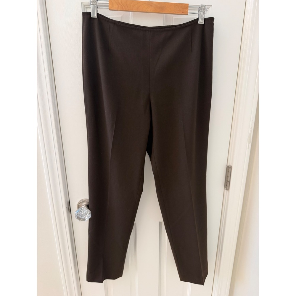 Lafayette 148 New York Wool Side Zip Pants Trousers Brown 10 Quiet Luxury